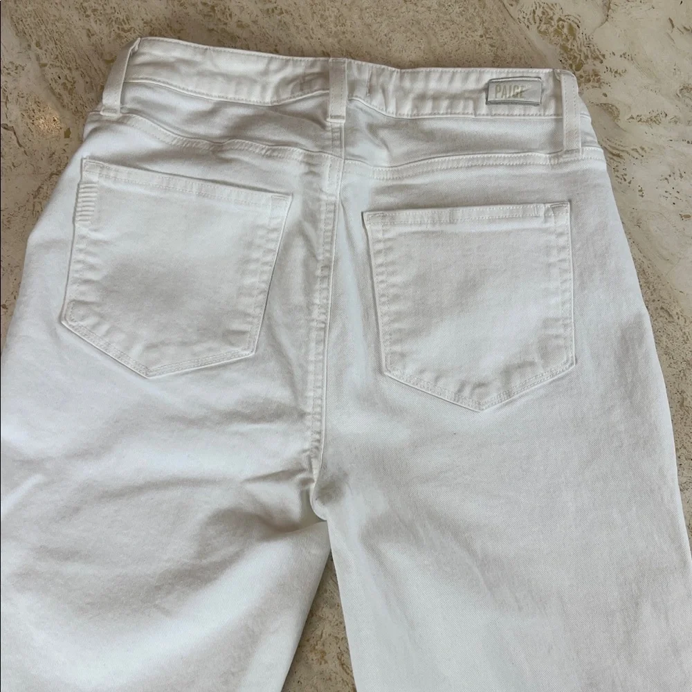 PAIGE Cindy Crop “crisp white” with distressed hem jeans womens 28 - Picture 7 of 13
